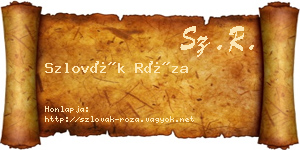 Szlovák Róza névjegykártya